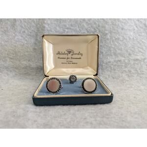 Hadley Holmberg Jewelry Set Mens‎ Silver Tone Cufflinks Tie Tack Pin